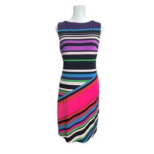 Muse Women's Sheath Dress Colorful Size 6 Knee Length Sleeveless Office Business
